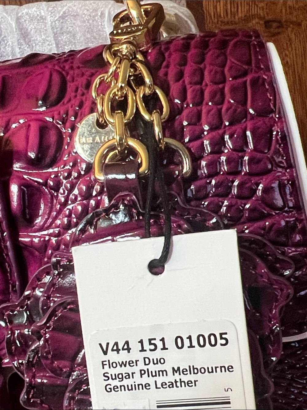 BRAHMIN Hallie in Sugar Plum Small/BRAHMIN Duo Flower Purse Charm Included NWT - Picture 14 of 16
